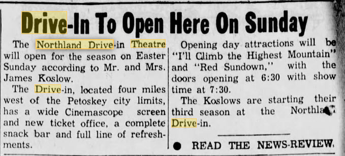 Northland Drive-In Theatre - 17 Apr 1957 Ad